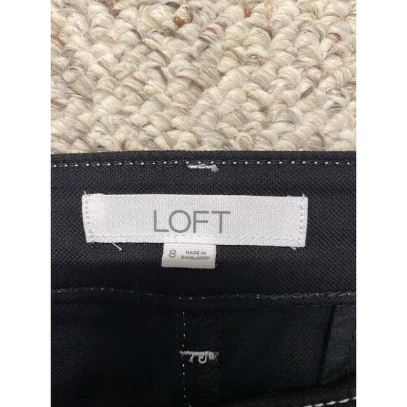 8 LOFT The Palmer Wide Leg Patch Pocket Pants Black Contrast Stitch - Picture 8 of 10